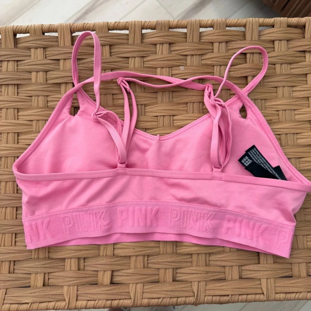 Victoria's Secret PINK Active Sports Bra Pink Double Strap Adjustable M Barbie